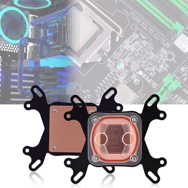 Dator PC CPU Vattenkylningsblock Vattenblock Flytande Kylare 50mm Kopparbas för Intel / AMD