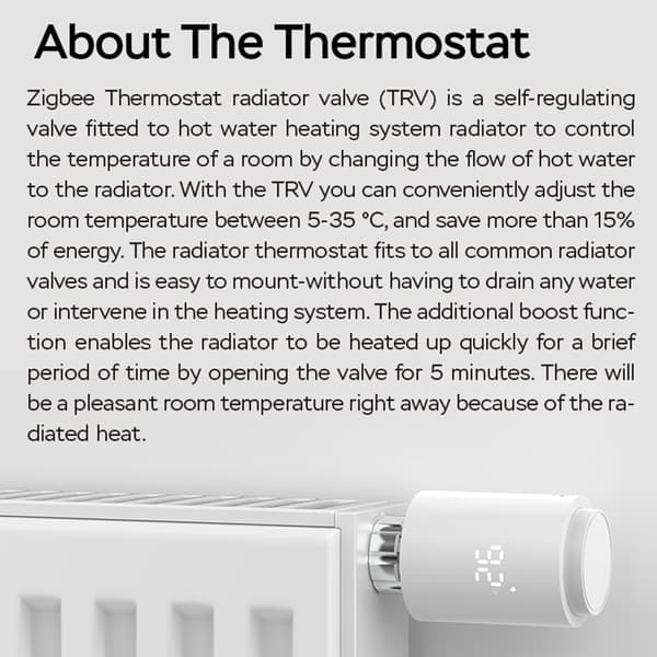 Termostatisk radiatorventil Smart radiatorventil Intelligent termostatventil LED-display Understøtter mobilappstyring Radiatorstyring til Zigbee
