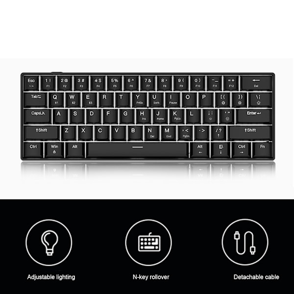 OUTEMU USB Kabelanslutet 61-tangenters Mekaniskt Tangentbord LED-Bakgrundsbelyst Stöder Hot Swap Blå Switch / Röd Switch
