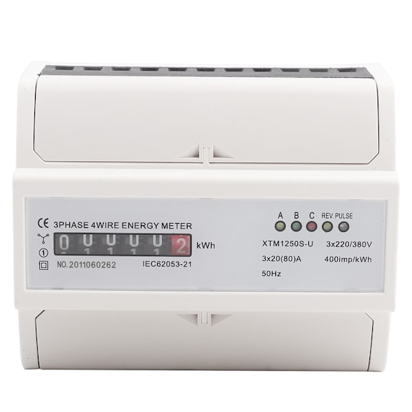 Digital 3-fas 4-tråds DIN-skena Elmätare 20(80)A Elektronisk KWh-mätare