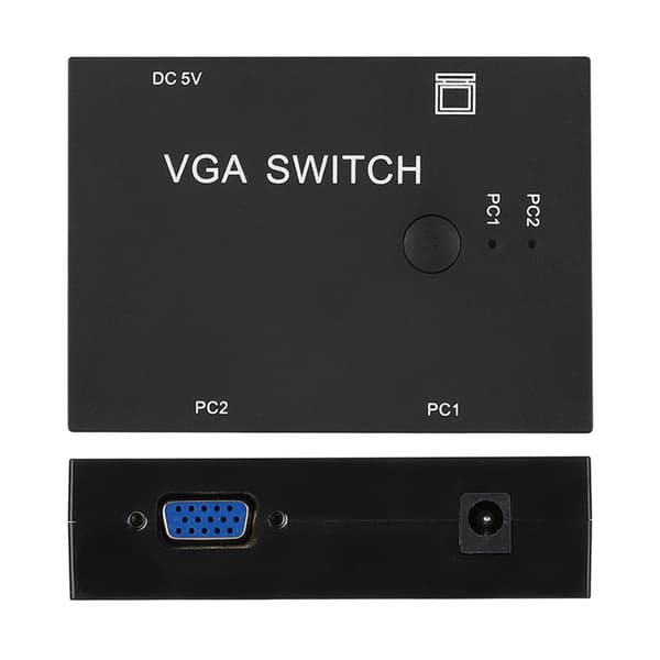 VGA Splitter Datatilbehør 2-Inn-1-Ut 2 Port Switch HD Skjermtilbehør for Host Switch
