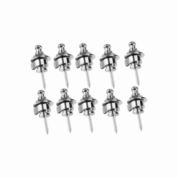 10 st Guitar Metall Bassträdslås Halksäkra Straplocks Tillbehör för Elgitarr (Silver)
