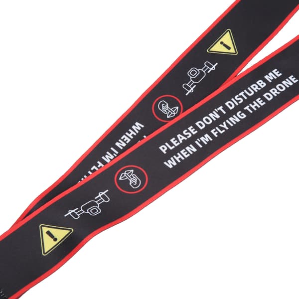 Fjernkontroll Stropp Anti Tapt Nylon Solid RC Droner Fjernkontroll Halsstropp med Advarselslogan for FPV Rød