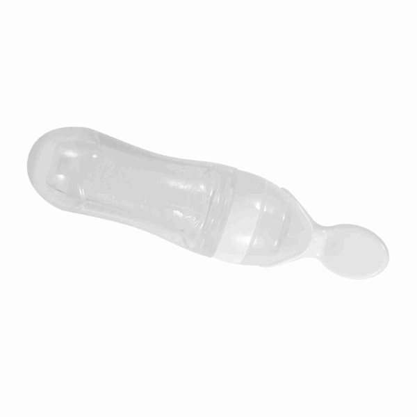 90 ml silikone babyflaske med ske til småbørn, frisk mad, korn, klem-feeder (hvid)