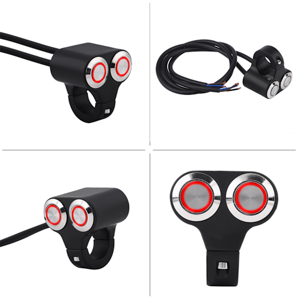 7/8 tommer 22 mm Motorsykkelstyrebryter Frontlys Brems Tåkelys PÅ/AV med Indikator Type D