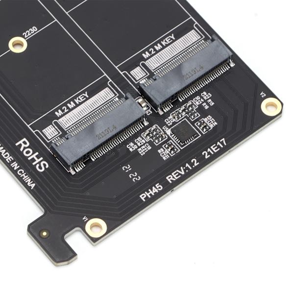 Adapterkort Dual M.2 NVMe SSD til PCIE X8 M Key Harddisk Konverter Læser Udvidelseskort PH45