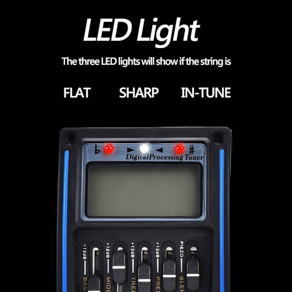 5-bands preamp EQ equalizer piezo digital tuner pickup för akustisk gitarr