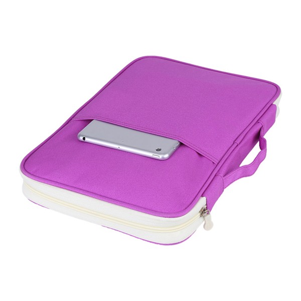 A4 Dokumentväska Filmapp Portfölj Organizer Dator Notebook Fodral med Dragkedja (Lila)