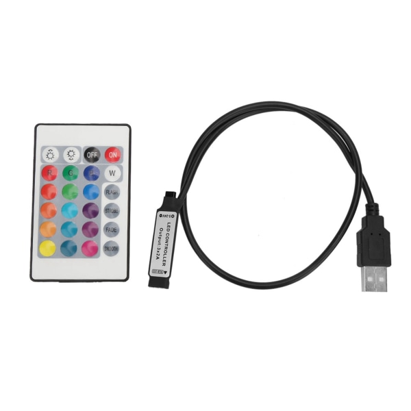 5-24V 24 Nyckel RGB LED-ljusremsa Trådlös fjärrkontroll USB 6A lampeffekt IR-kontroll (0,5 m)