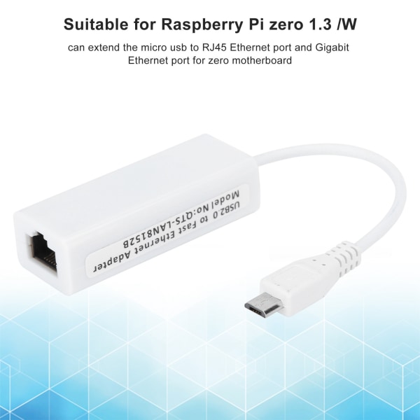 Nätverkskortsadapter Micro USB till RJ45 Ethernet-port för Raspberry Pi Zero 1.3/W moderkort