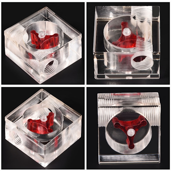 3 Impeller Flow Meter Indikator for PC Vannkjølingssystem G1/4 Gjenge Firkantet 2 Veier
