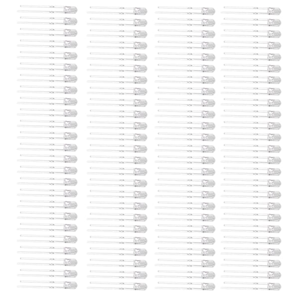 100 stk. LED Diode 3mm 8 Farver LED Lysende Farvelampe Elektronisk Komponentsæt 3V Varm Hvid