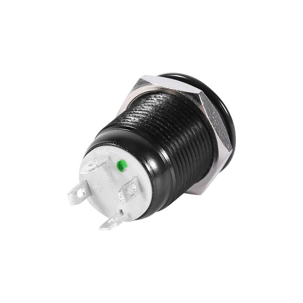Bil 12mm LED Lys Momentary Trykknap Kontakt Toggle Sort Kabinet 2A