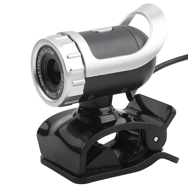 12M Pixels Clip-on Webcam Webkamera HD 360° Roterende Stativ Indbygget Mikrofon til PC Sølv