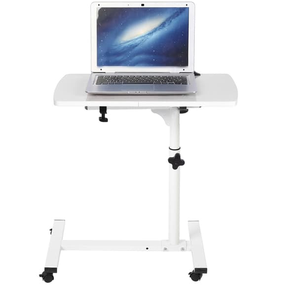 Bærbar Multifunksjonell Avtakbart Laptopbord med Hjul Seng Sofa Bøker Snacks Hvit