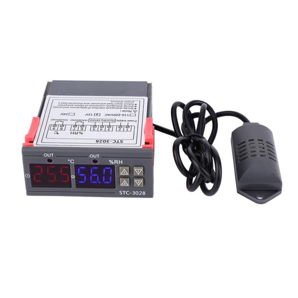 STC-3028 Digital Display Temperatur- og Fugtighedsregulator Måler med Integreret Sensor (12V)