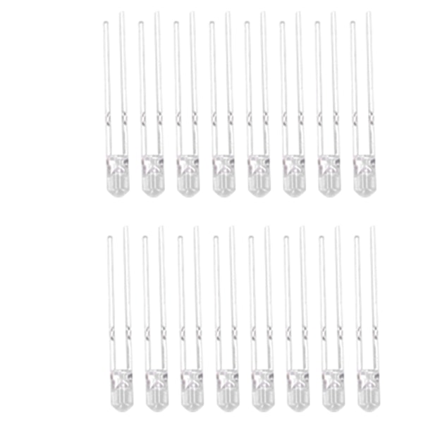 100 stk. LED Diode 3mm 8 Farger LED Lysende Fargelampe Elektronisk Komponentsett 3V Varmhvit