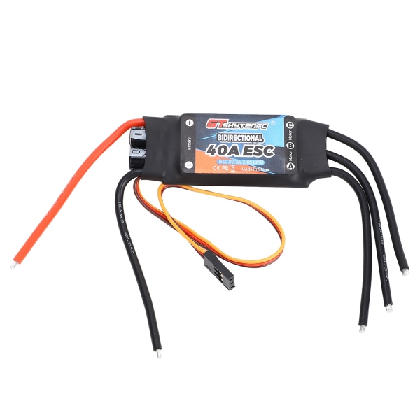 GTSKYTENRC Bidirektionell 40A Borstlös ESC 5V 3A BEC Borstlös Motor 2‑6S Elektrisk Hastighetsregulator för RC Bil Båt