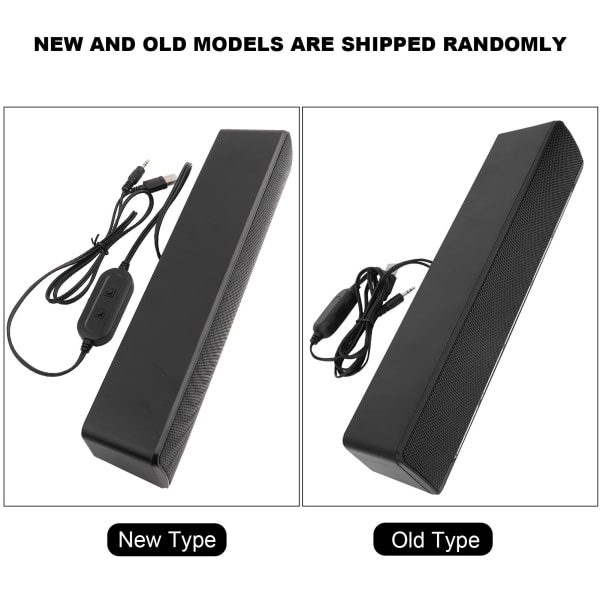 USB Trådbunden Stereo Soundbar Musikspelare Bas Surround Sound Box 3,5 mm ingång för PC-mobiltelefoner (svart)