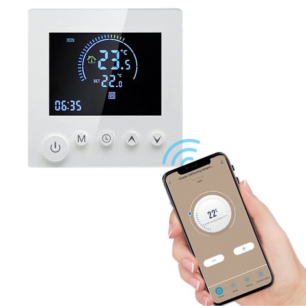 Vägghängd Termostat Programmerbar LCD-Display Touchknapp Värme Digital Termoregulator Temperaturkontroll för Hemrum