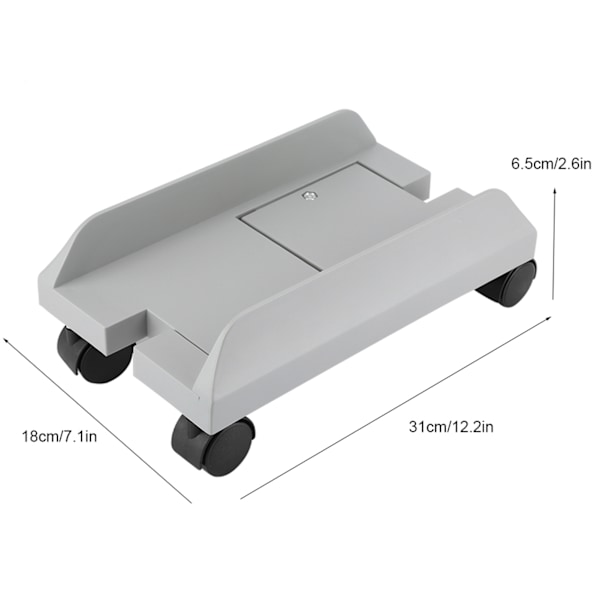 Aftagelig Computer Kabinet Stand Holder Beslag Desktop Mainframe Opbevaringsstativ med Bremse (Hvid)