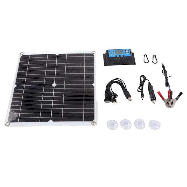 Solcellepanelsett 20W 12V Monokrystallinsk IP65 Vanntett Solcellepanel med 10A Solcelleladeregulator for Utendørsbruk