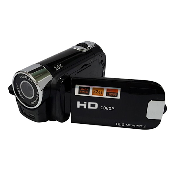 Digital Kamera Videokamera 16X F-okus Zoom Design 2.4 Tum TFT Skärmvisning Stödjer SD-kort Batteri-driven Användning för Video S-tudio