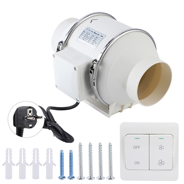 Hög Effektivitet Inline Kanalfläkt Luftutsug Badrum Kök Ventilationssystem 40W