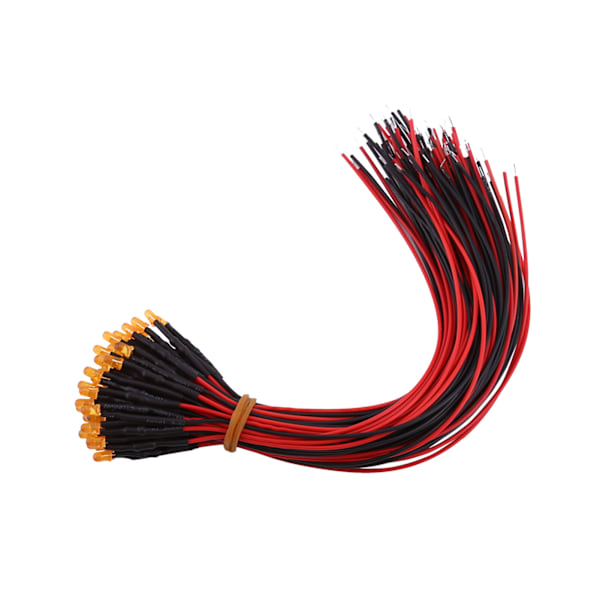 50 stk. ferdigkablet DC12V Diffuse LED-dioder Multi Farger Lys 3mm Oransje(#2)