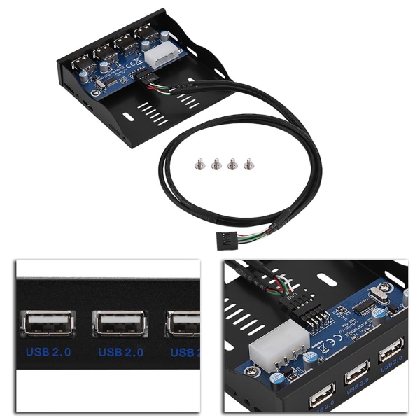 USB2.0 Floppy Frontpanel 3,5'' Floppy Bay 9-stifts till 4-gränssnitt USB 2.0 HUB