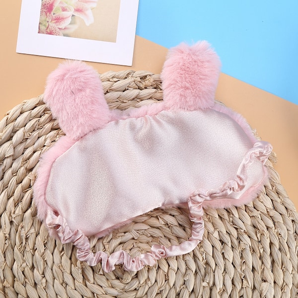Söt Djurögonmask för Sömn, Julhjort Vinterkartong Napp Ögonskyddsmask Rosa Kanin