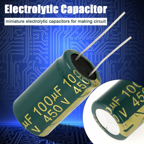 1 set grön färg elektrolytisk kondensator radialkondensator Assorted Kit (450v, 100uf, 10st)
