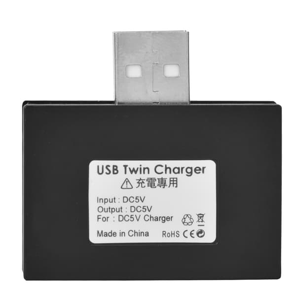 Hub USB2.0 Han til 2-Port USB Twin Oplader Splitter Adapter Koncentrator (Sort)