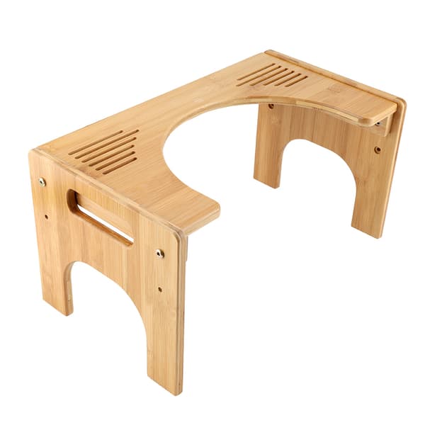 Justerbar Bambu Halkfri Toalettpall Stol
