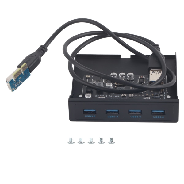 PCI-E til 4xUSB3.0 for NEC720201 Chip Front Floppy Bay Adapter Utvidelseskort Svart