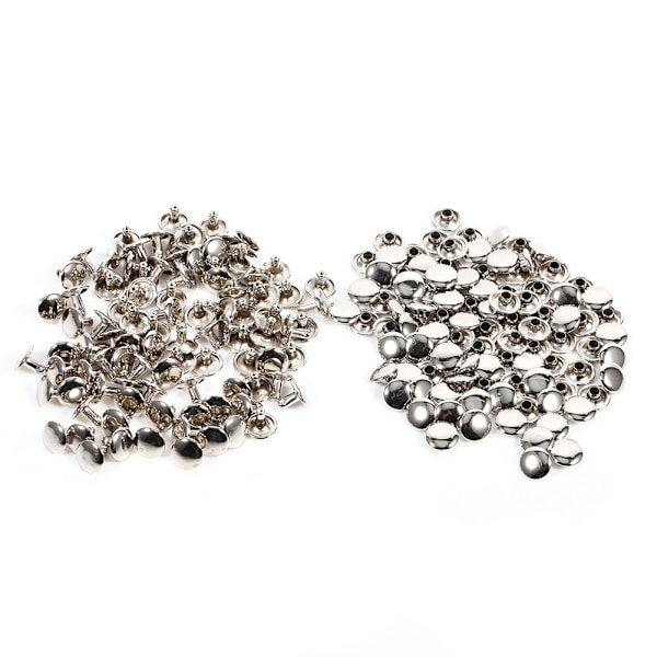 100 Sæt 8 x 10 mm Dobbelt Hætte Nitte Metal Læder Håndværk Reparationer Nitter Pigge Dekoration (Sølv)