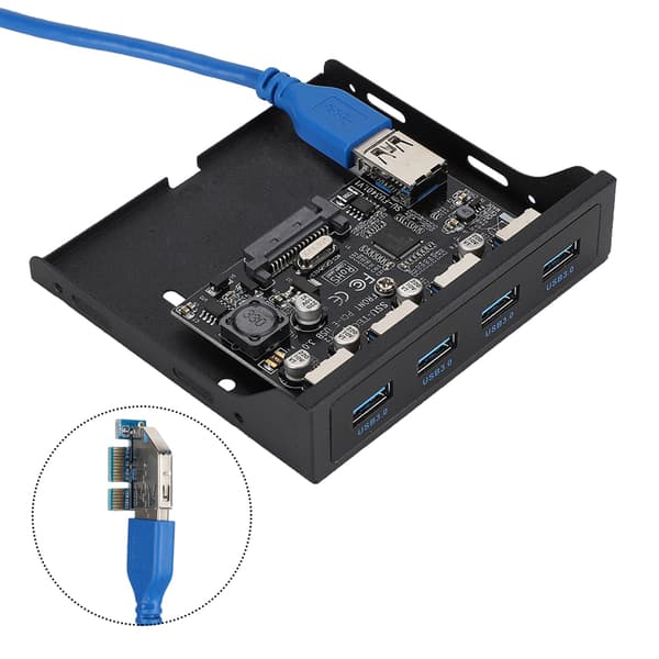 PCI-E till 4xUSB3.0 för NEC720201 Chip Front Floppy Bay Adapter Expansionskort Svart