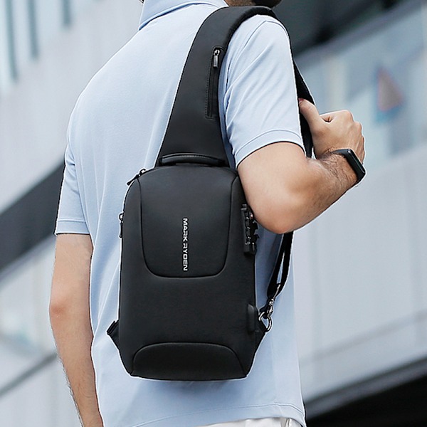 MARK RYDEN TSA-lås Crossbody Herrväska Vattentät USB-laddning Bröstväska Kort Rese Messenger Bröst Axelväska Herr