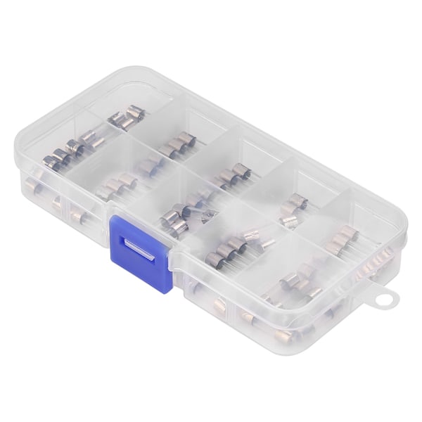 50st 10 Värden Snabbsäkring Glasrörssäkring Snabb Säkringsbox Blandat Set 20mm
