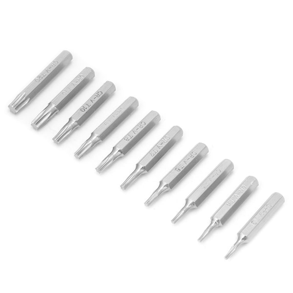 10 st 4mm Skaft Stjärnskruvmejselbits Set Reparationsverktyg T3/T4/T5/T6/T7/T8/T9/T10/T15/T20