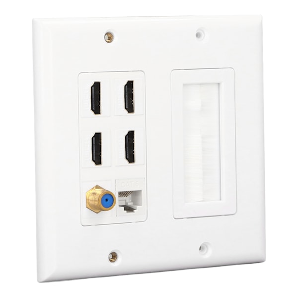 6 Port Veggplate 4 HD Multimedia Interface 1 Cat 6 Koaksial 1 TV F Hode Jack Uttak Monteringsfrontplate