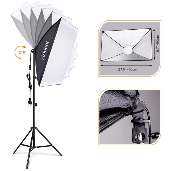 Studiobelysning Softbox Kit Profesjonell Studiofotografering LED-lyssett med Justerbart Lysstativ og Fjernkontroll