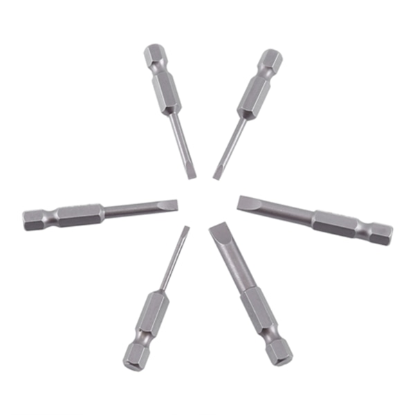 6 st 50mm 2,0-6,0mm 0,25\" Hexskaft S2 Legering Platthuvud Magnetiska Spårskruvmejselbitar