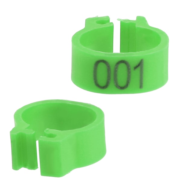 100 STK./Pose 8MM 001-100 Nummererede Plastik Brevdue Fugle Benbånd Ringe (grøn)