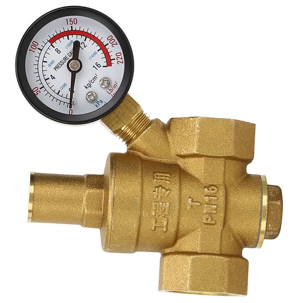 DN20 Messing Justerbar Vandtryksregulator Reducer med Måler