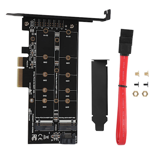 PCI‑E 4X til M.2 NVMe SSD NGFF Adapterkort B Key M Key Udvidelse Dobbelt Interface