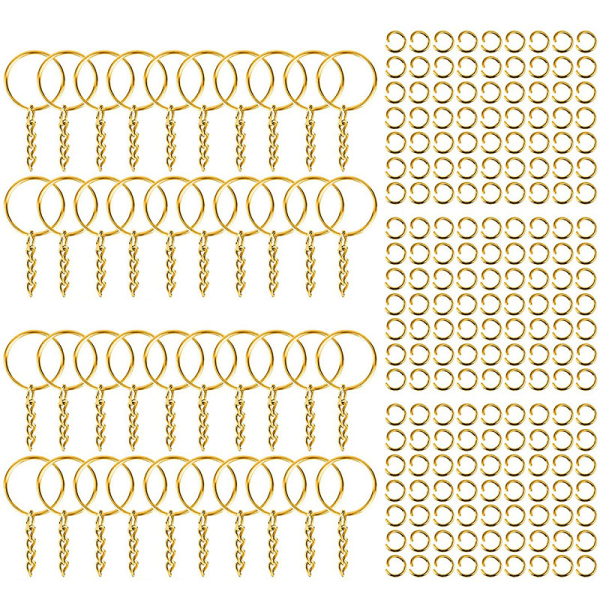 Nyckelringar Kedjor Gyllene polerade DIY Hantverk Nyckelringar i metall med kedja för resor
