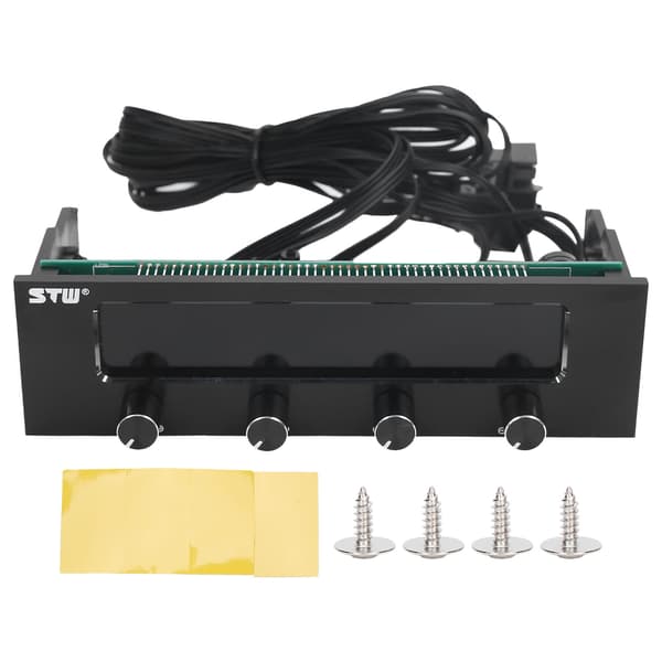 STW‑6041 Fläktkontroller för dator CPU Multifunktionell 4-kanals Frontpanel LCD-skärm