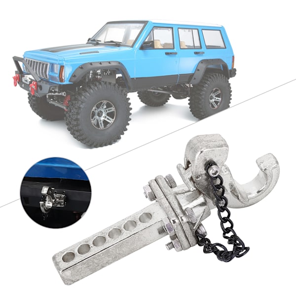Metallinen perävaunun koukku lisävaruste varaosat sopii Traxxas TRX4 TRX6 SCX10 RC CrawlerSilveriin