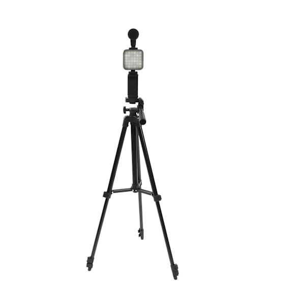 Videoutrustning med Stativ, Mikrofon, LED-Fylljus, 360° Rotering, Smartphone Vlogg-Kit